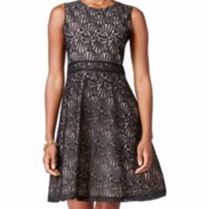 Tommy Hilfiger Lace Fit Flare Dress Blk/Nude 8