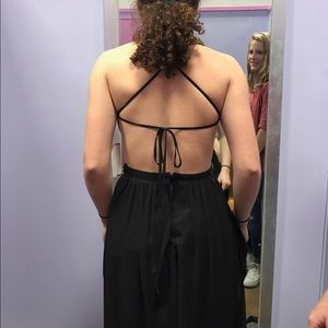 Black open back prom dress