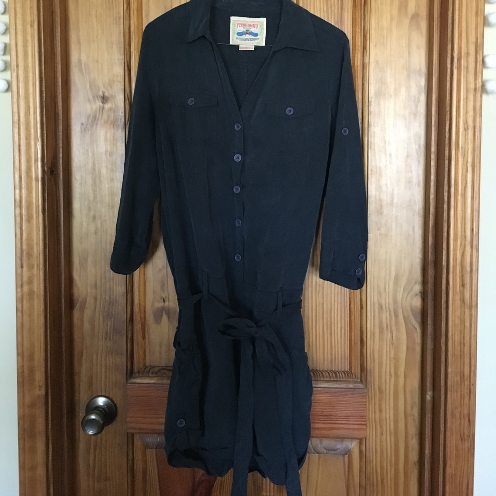 Navy button up romper