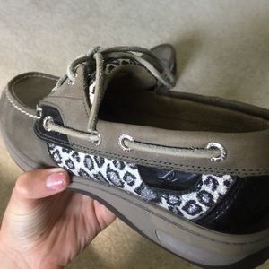 Gray sperry top sider shoes