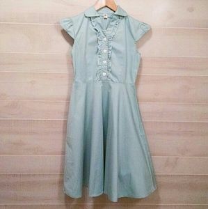 Mint Ruffle Tie Waist Dress