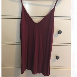 Maroon V Neck Tank
