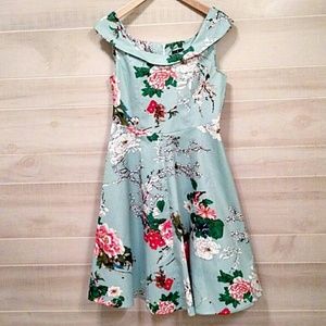 Floral Fit and Flare Cap Sleeve Dress