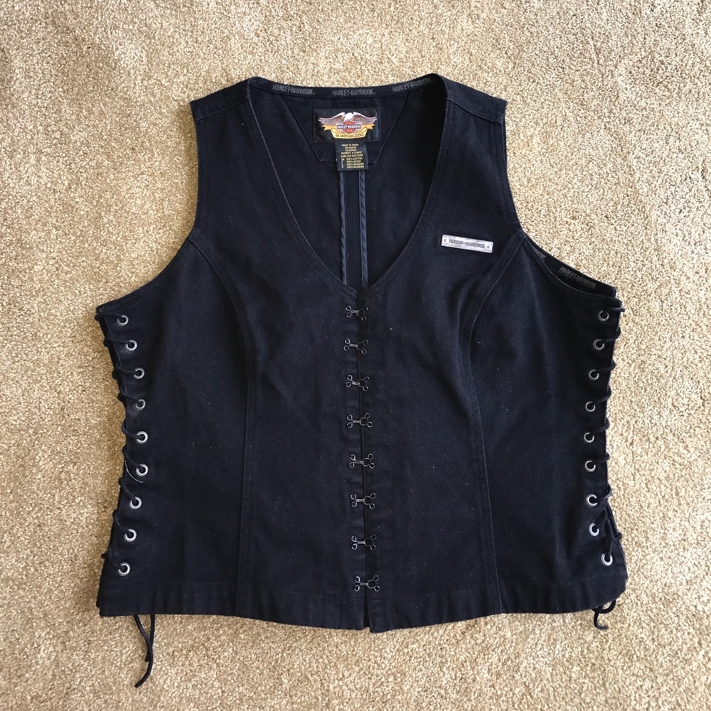 Authentic Black Denim Harley-Davidson Riding Vest
