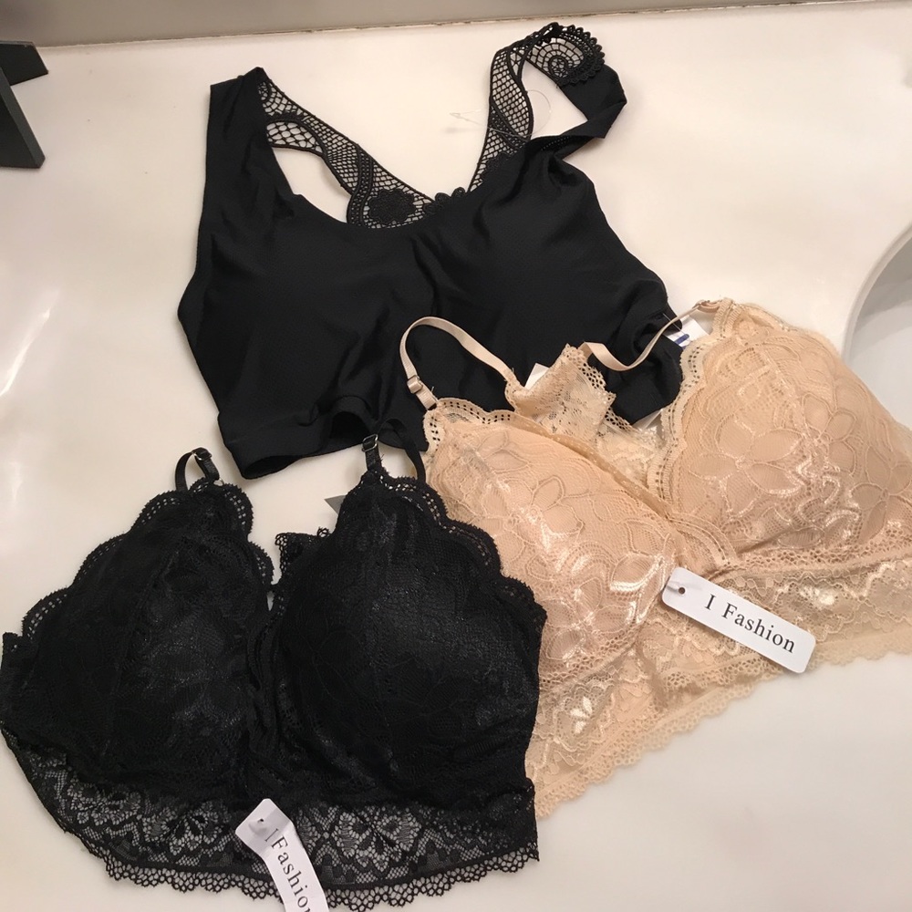 3 lace bralettes with padding