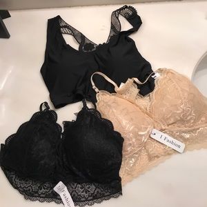 3 lace bralettes with padding