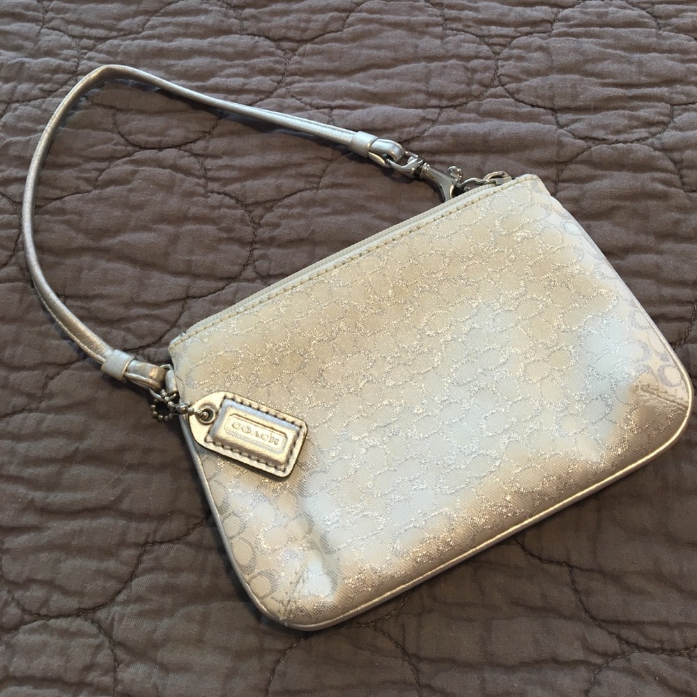 Coach silver wristlet