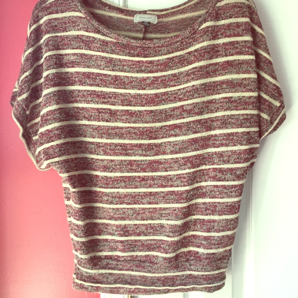 Burgundy and cream striped shirt