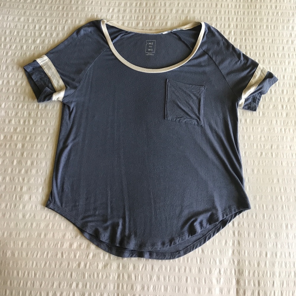 Blue Deep Scoop Neck Tee