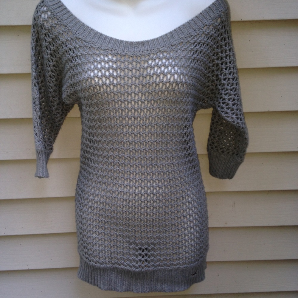 Hollister Loose Knit Light Gray Sweater M/L