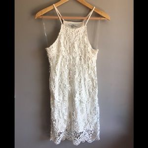 White lacy semi-formal dress