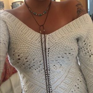 White off shoulder knit sweater