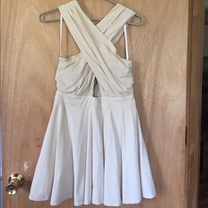 Cute cream short cross shoulder dress