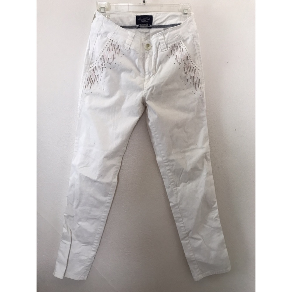 EMBROIDERED AMERICAN EAGLE CHINO CAPRI PANTS