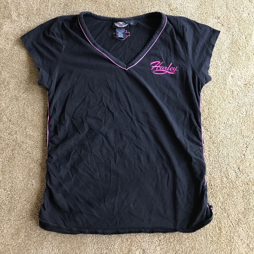 Harley-Davidson Black Embroidered Tee Size XL