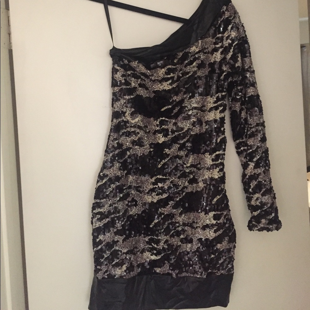 Gold and black sequin Bebe dress