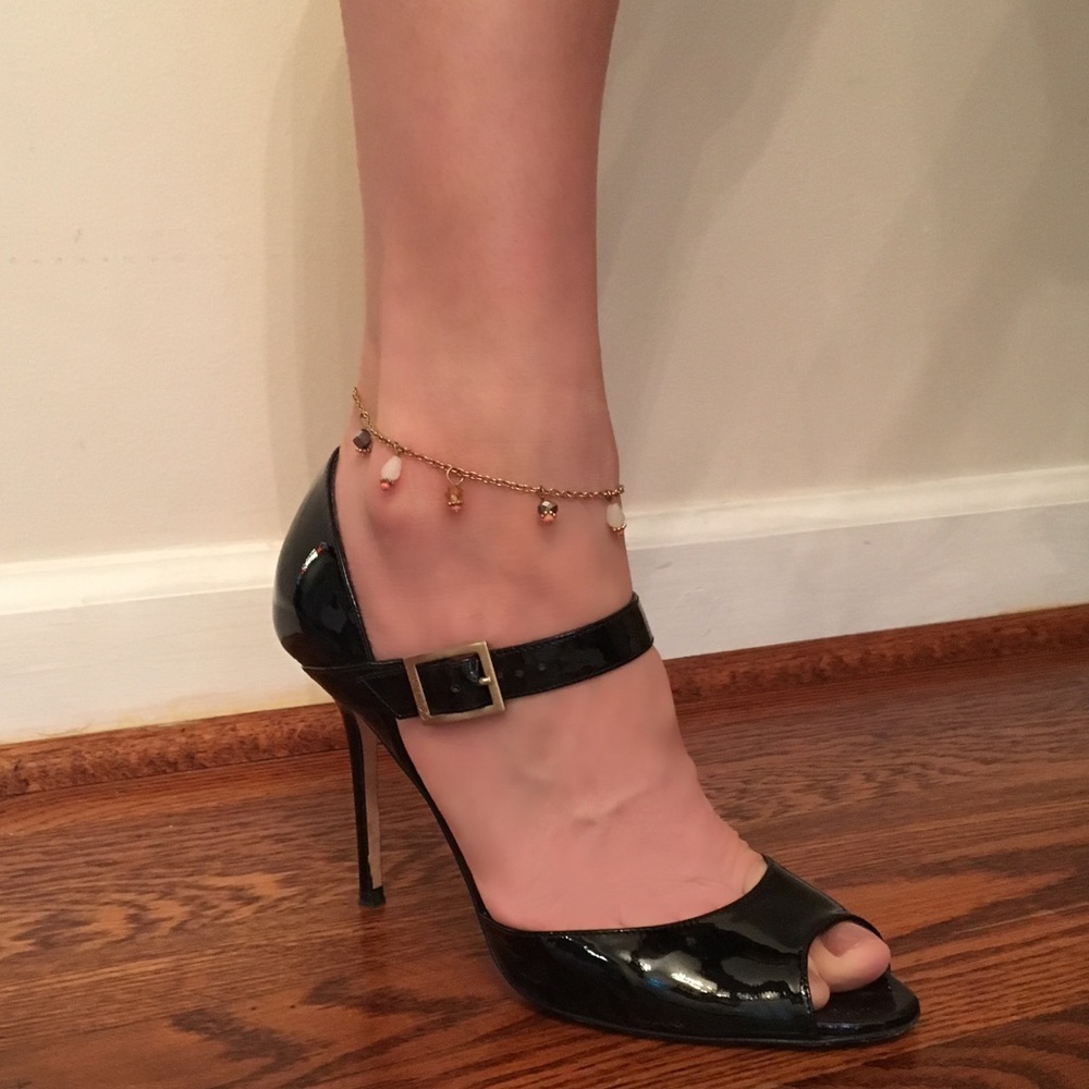 Handmade bead charm anklet