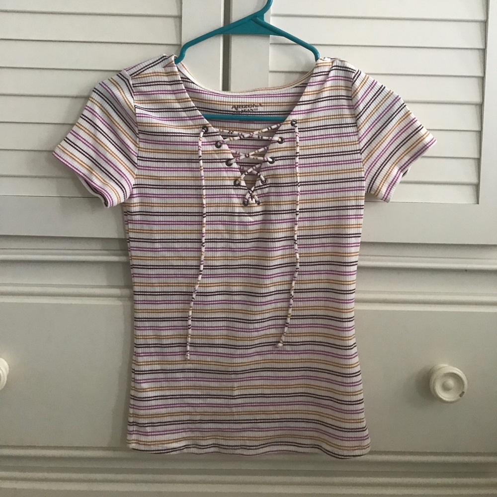 Striped lace up shirt