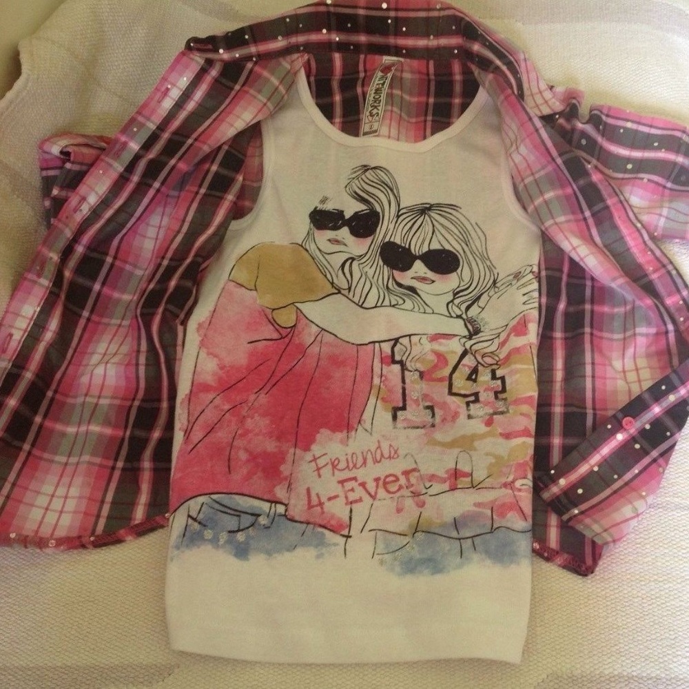 Girls Shirt Mix Colors Pink, white Tee with Design