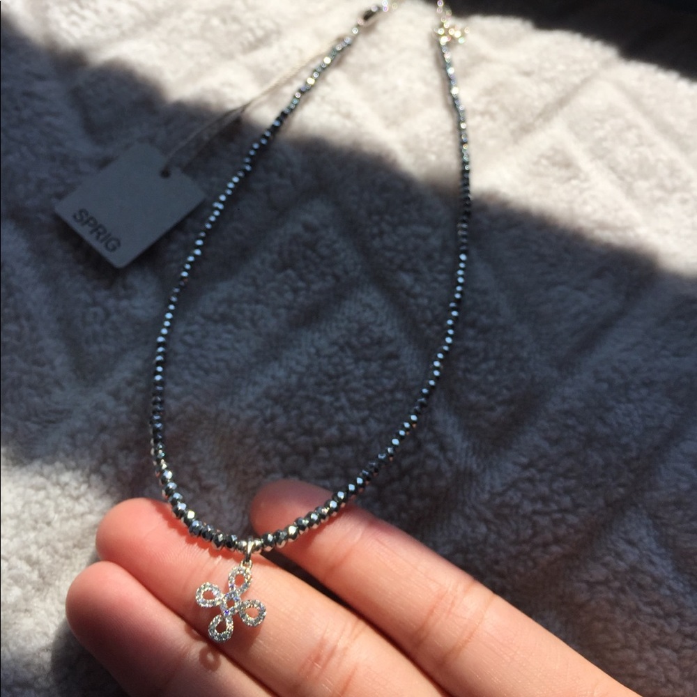 Genuine stone sterling silver necklace