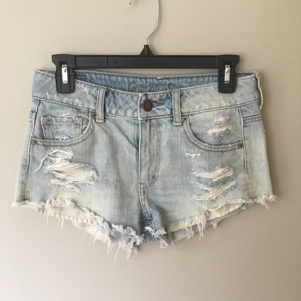 american eagle ripped jean shorts