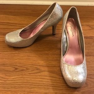 Silver sequin 4" heels