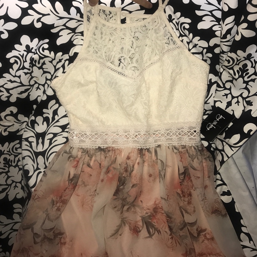 Lace top, flowey floral dress