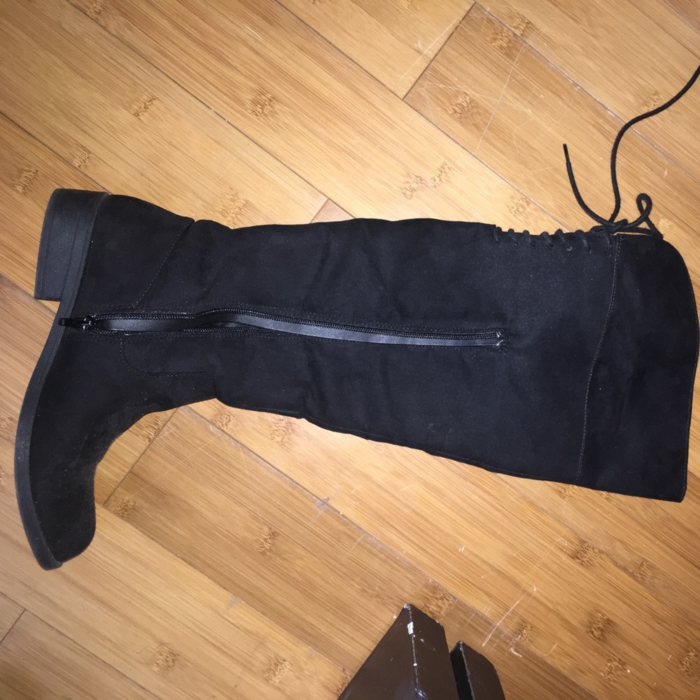 Black knee high boots and girls jacket