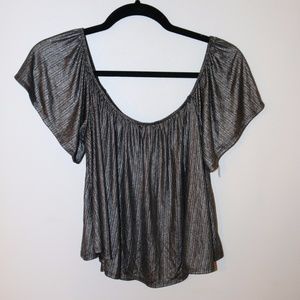 Urban Outfitters off the shoulder silver top
