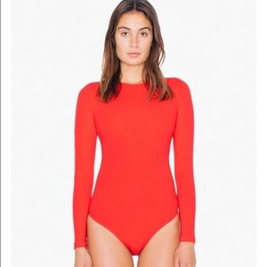 American Apparel Red Long Sleeve Bodysuit