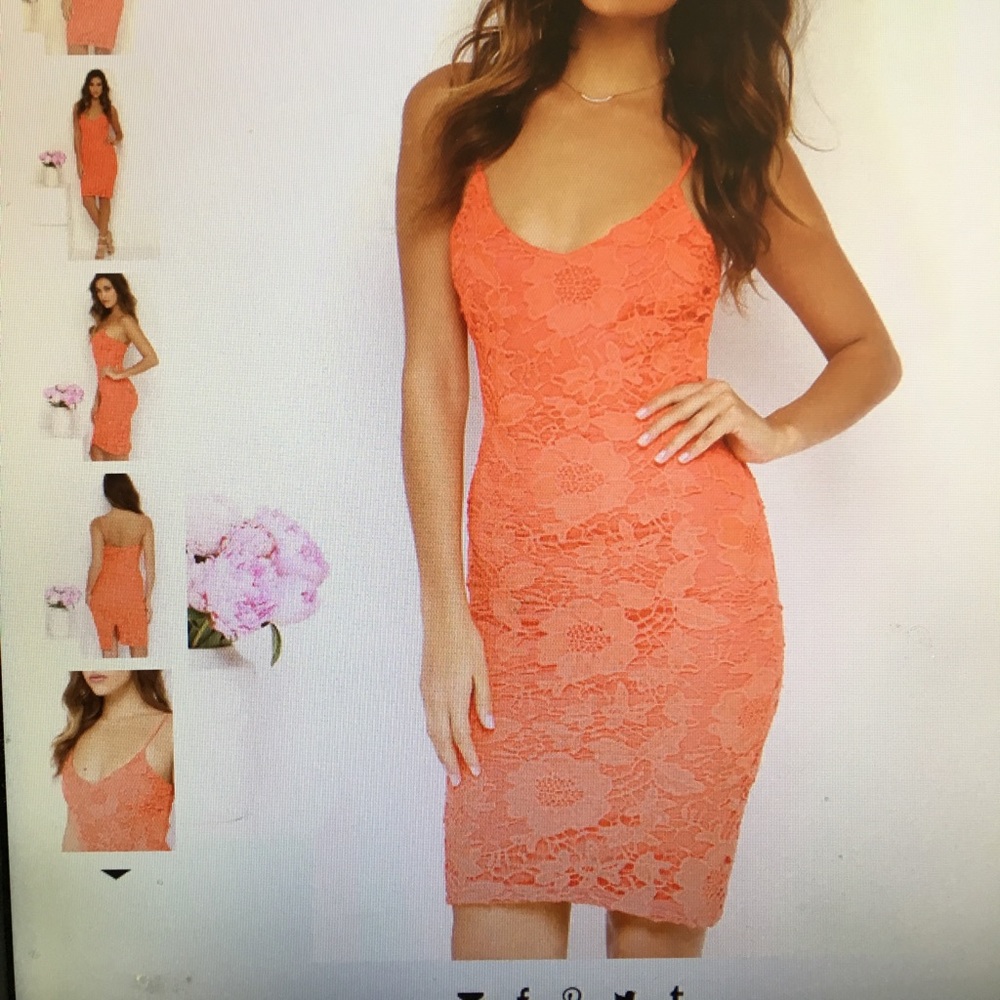 Lulus coral lace midi dress