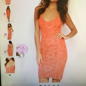 Lulus coral lace midi dress