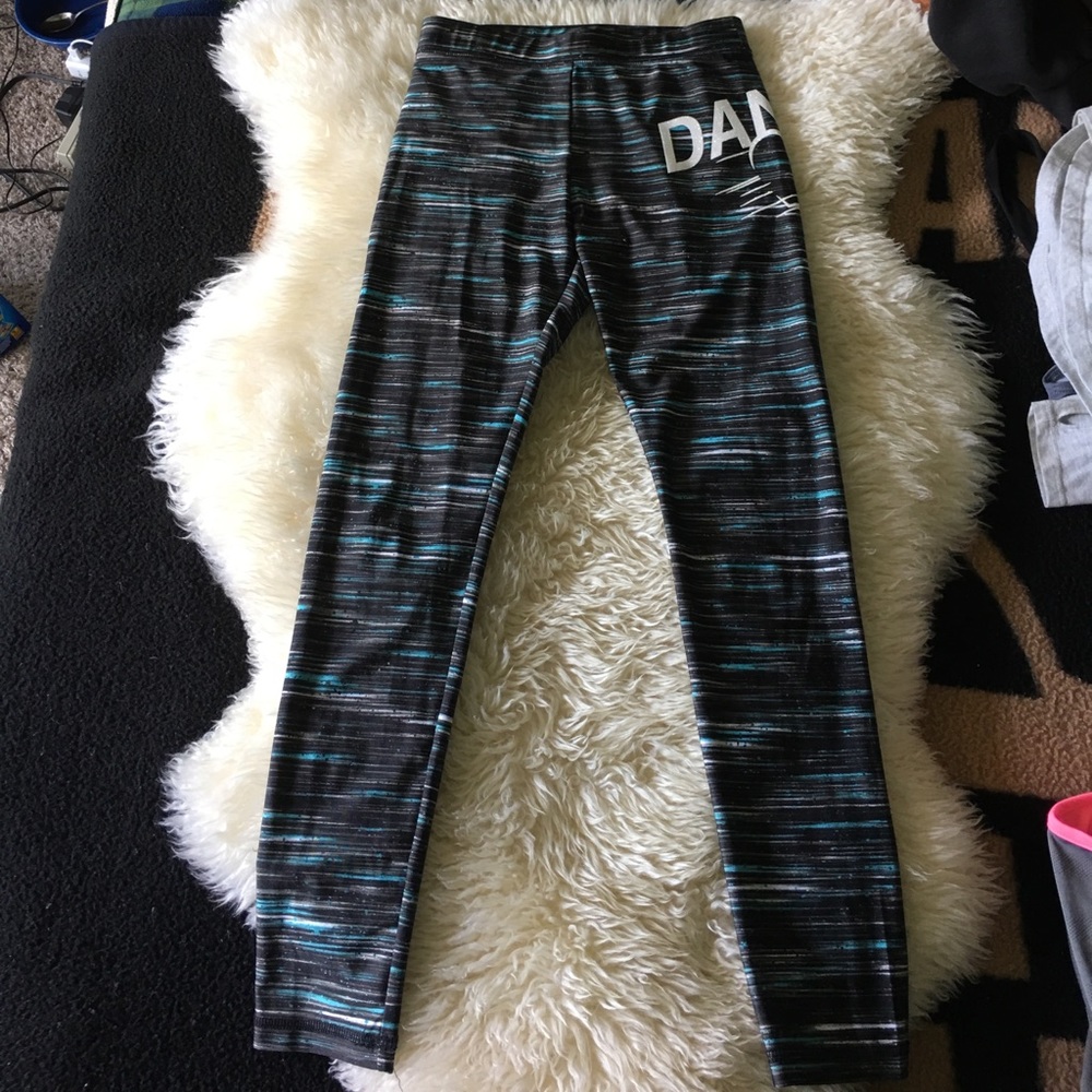 DANCE black, teal and white Justice leggings