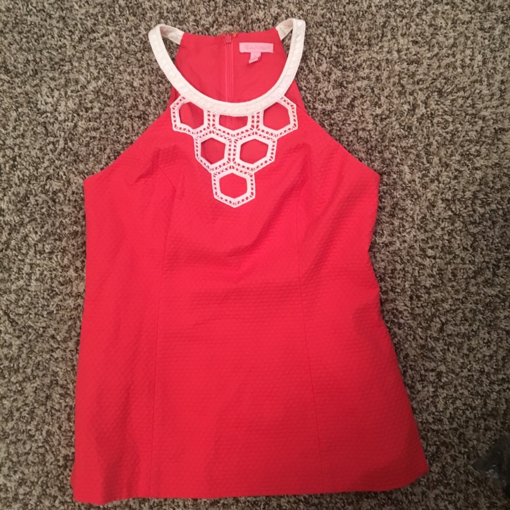 Lilly Pulitzer Annabelle Halter Top in Coral.