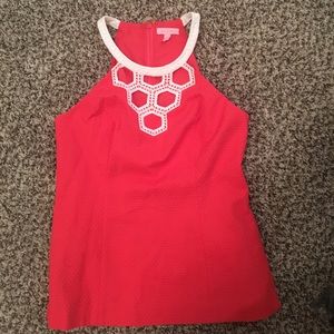 Lilly Pulitzer Annabelle Halter Top in Coral.