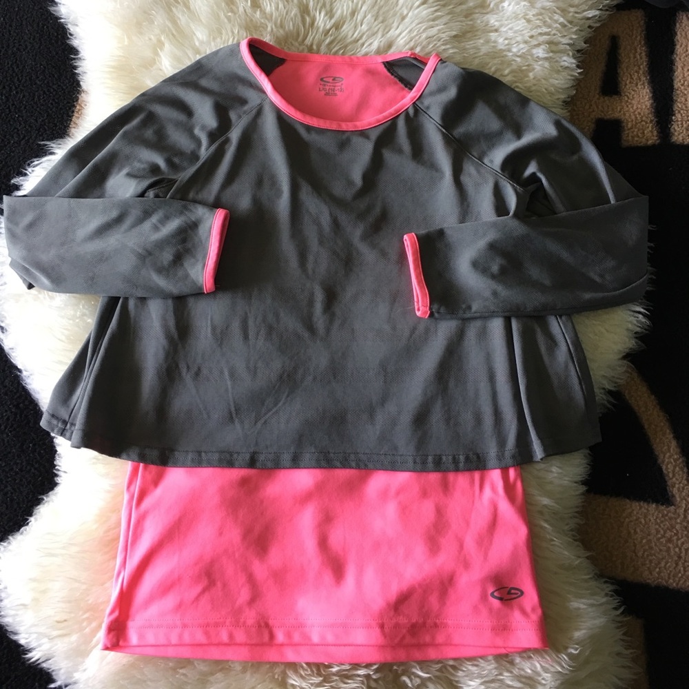 Cute gray and hot pink athletic top