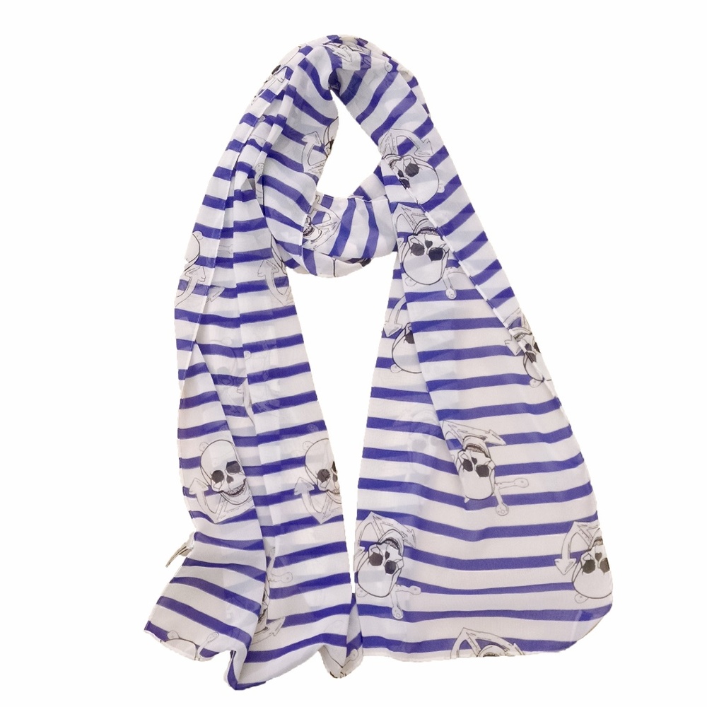 NWOT Striped Nautical Skull Scarf