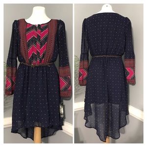 NWT Sequin Hearts High-Low Belted Dress Size L