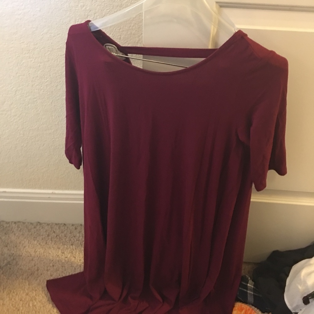 Maroon tshirt strappy back dress