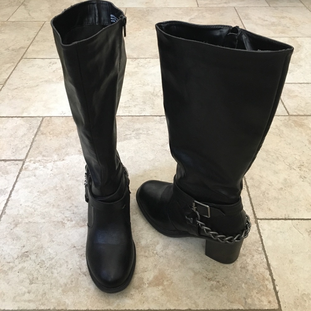 Black Chained Knee High Boots Size 6