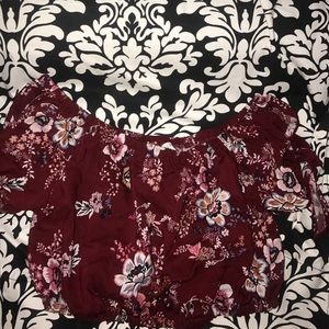 Red floral crop top