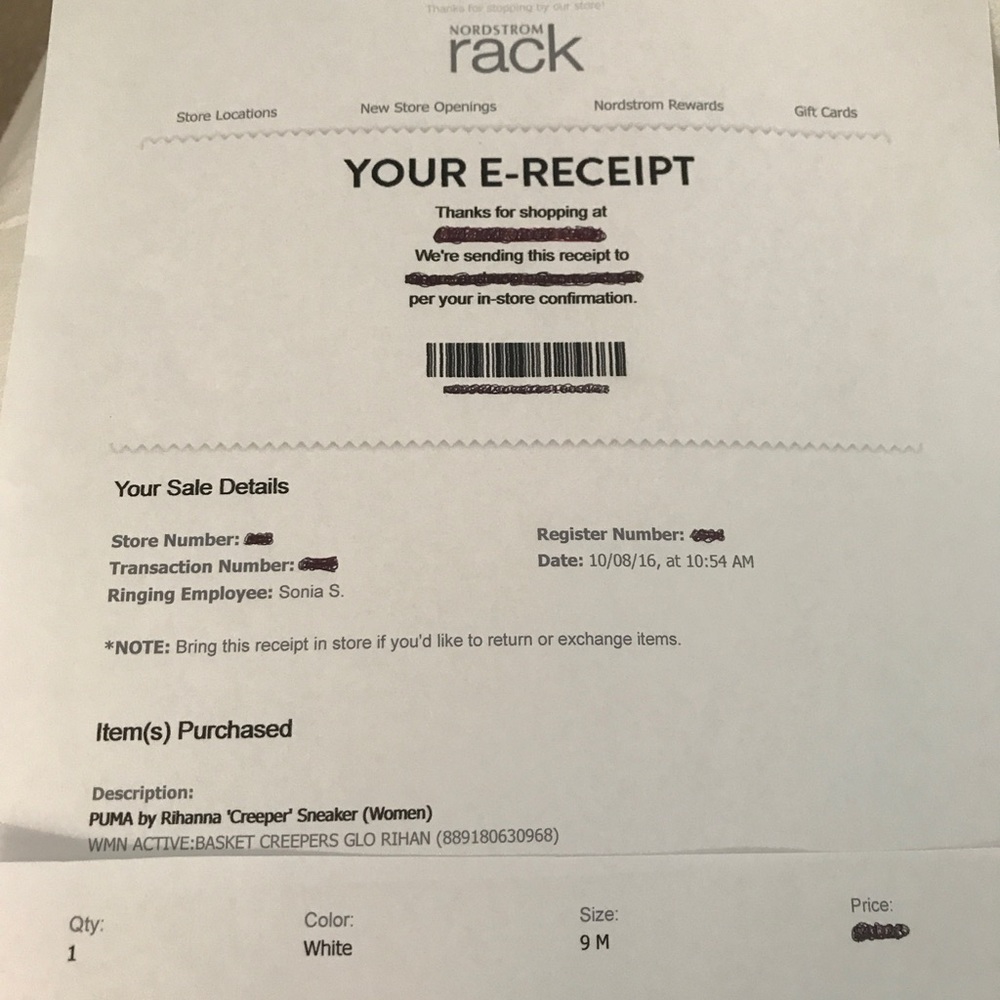 PROOF OF PURCHASE (puma creepers)