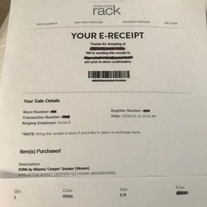 PROOF OF PURCHASE (puma creepers)