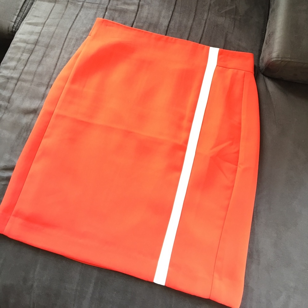 Tomato red pencil skirt with a racer stripe