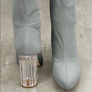 Grey mid calf (sock) boots