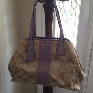 Coach Signature Stripe Kiss Lock Purse