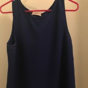 Blue Tank Top with Scalloped Open Back
