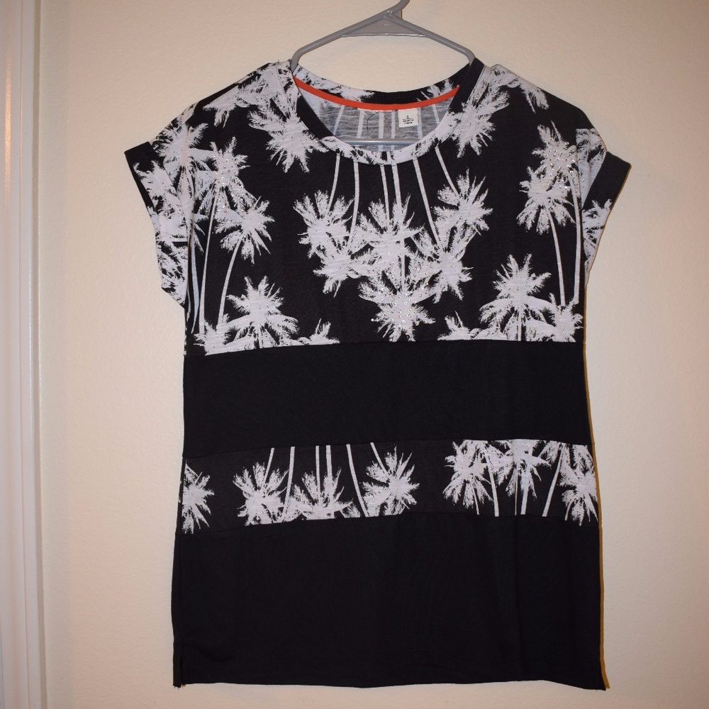 White and Black Palm Tree Tee Shirt