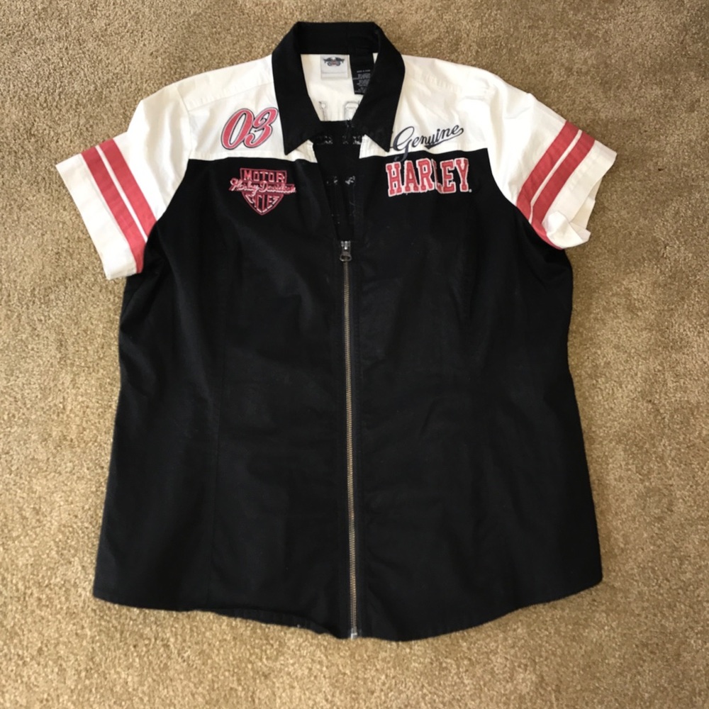 Harley-Davidson Short Sleeve Zip Up Racing Shirt