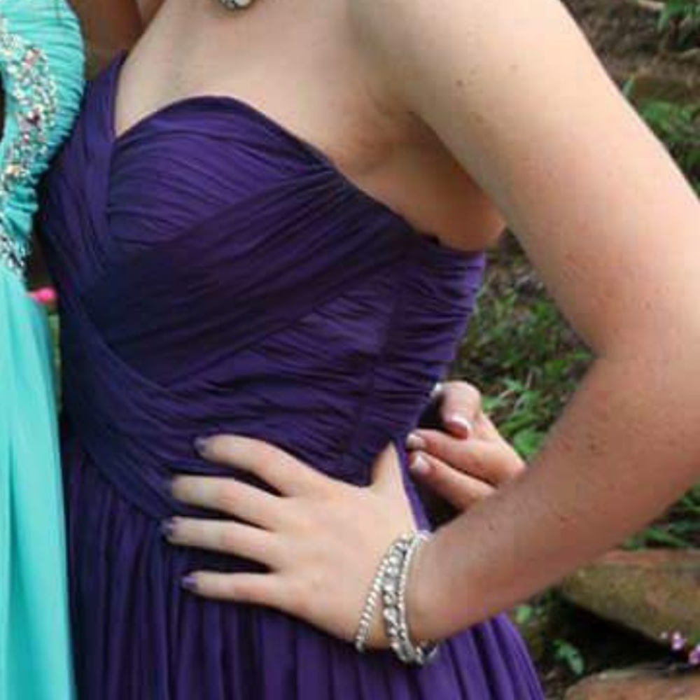 Purple ombre strapless prom dress